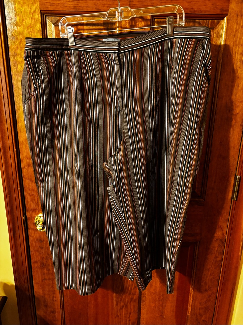 Liz & Me Brown Multi-Striped Capris